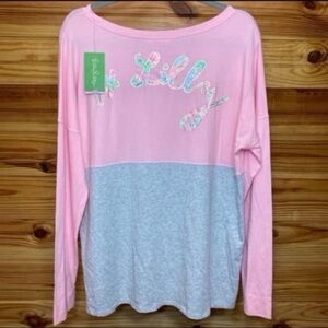Lilly Pulitzer pink on paradise Finn tee / spirit jersey Large NEW